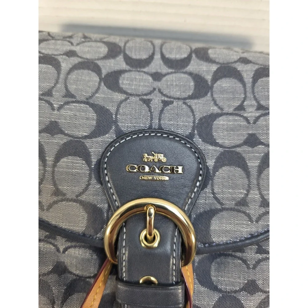 Coach Kleo Backpack in signature chambray w‎ smooth leather details B2257-C8162